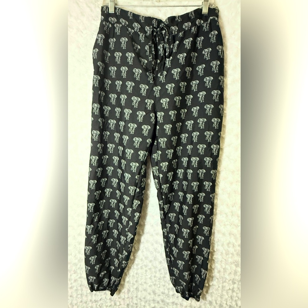 Denimlicious Women's Boho Elephant Print Black/White XL Joggers